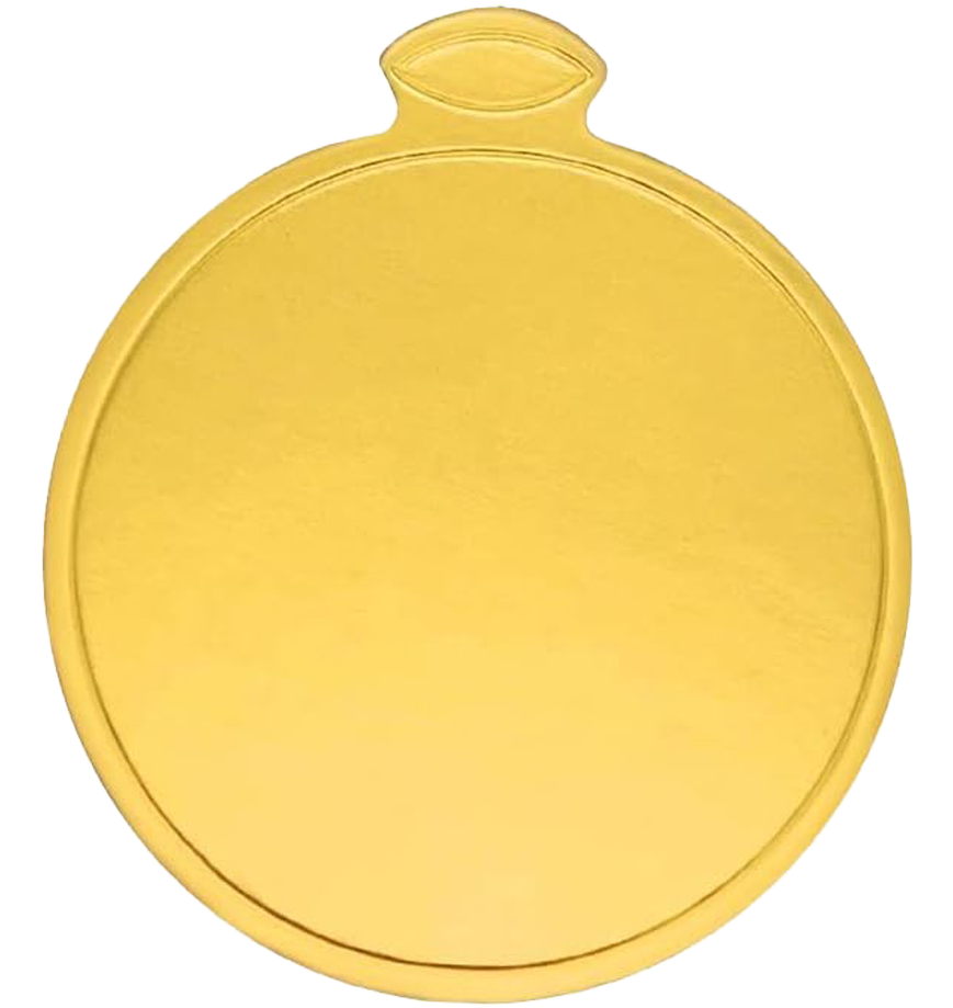 Sunny Golden Round Cake Pad with Handle 8.5 cm : Pack of 20