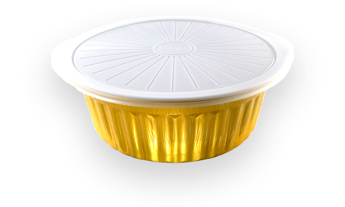 Sunny Aluminium Round Foil Container with Lid – 930ml Gold